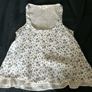 Cute White Blouse with Blue Flowers